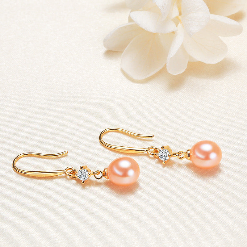 Brass Plated with 18K Gold Genuine Freshwater Pearl Celeste Earrings