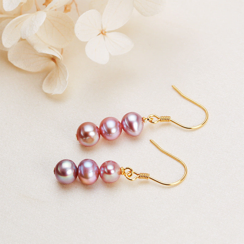 Solid S925 Silver Genuine Freshwater Pearl Gourd Earring