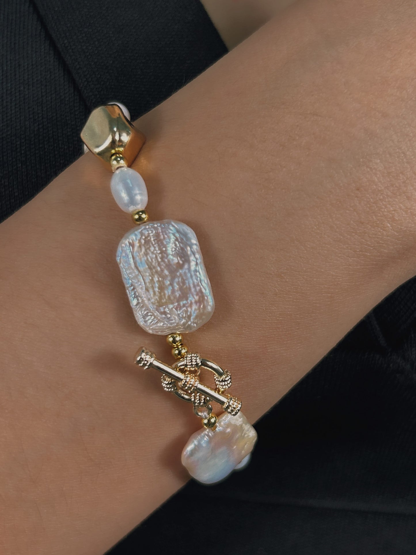 Genuine Freshwater Baroque Pearl Gilded Set