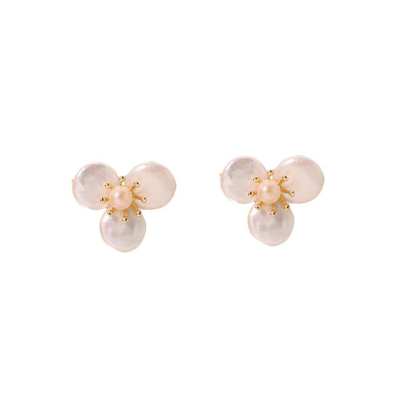 Genuine Freshwater Baroque Pearl Flying Flowers Earrings