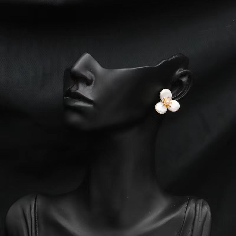 Genuine Freshwater Baroque Pearl Flying Flowers Earrings