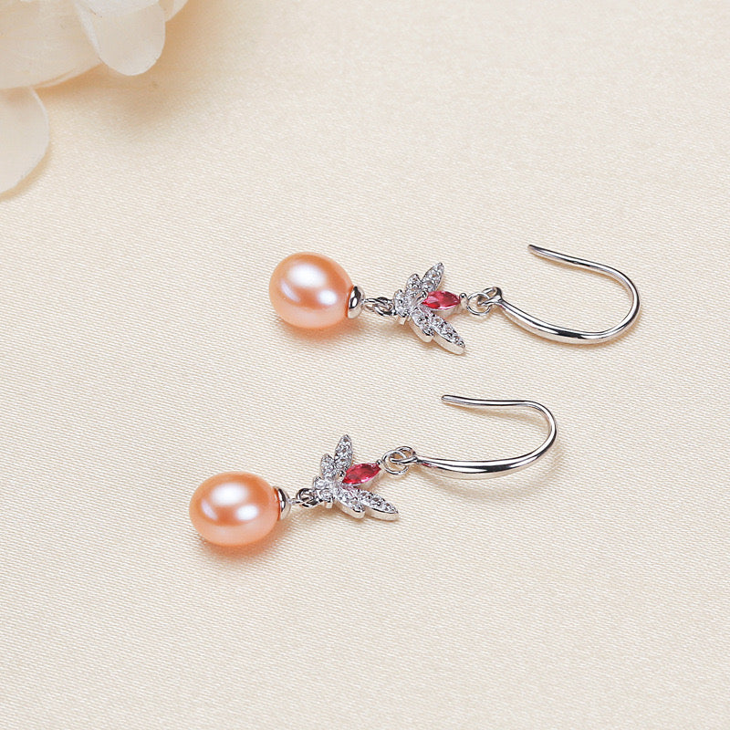 Solid S925 Silver Genuine Freshwater Pearl Mignon Earrings