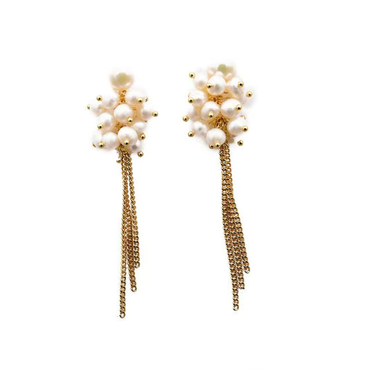 Genuine Freshwater Pearl Galaxy Fall Earrings