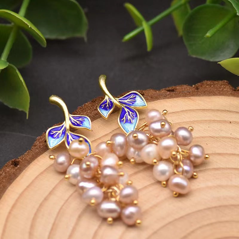 Genuine Freshwater Pearl Blue Fairy Earrings
