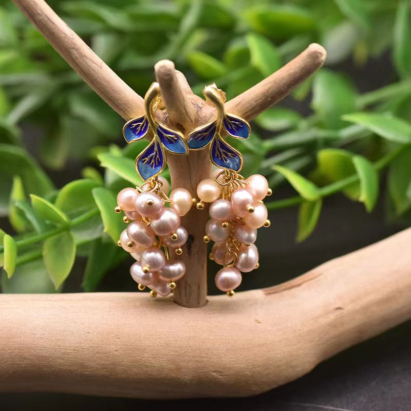 Genuine Freshwater Pearl Blue Fairy Earrings