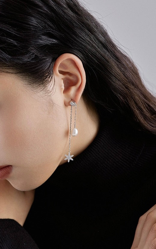 Genuine Freshwater Pearl Star Wish Earrings