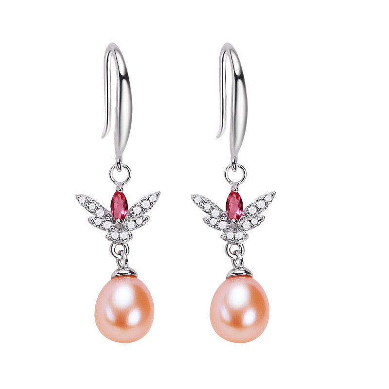 Solid S925 Silver Genuine Freshwater Pearl Mignon Earrings