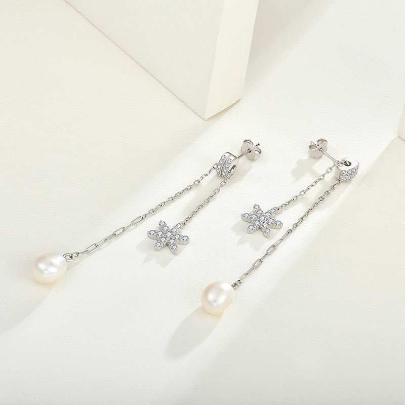 Genuine Freshwater Pearl Star Wish Earrings