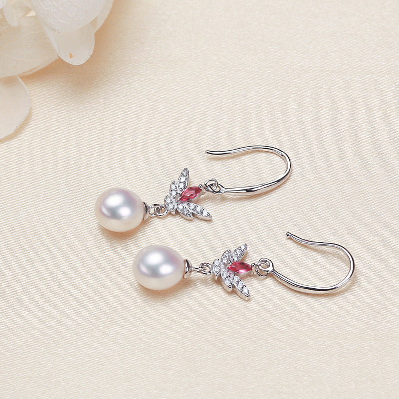 Solid S925 Silver Genuine Freshwater Pearl Mignon Earrings