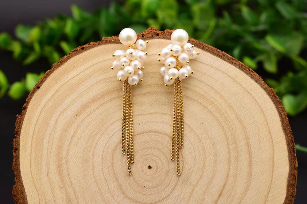 Genuine Freshwater Pearl Galaxy Fall Earrings