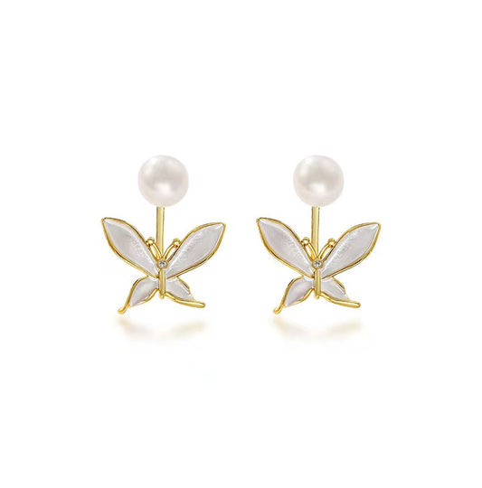 Genuine Freshwater Pearl Pansies Earrings