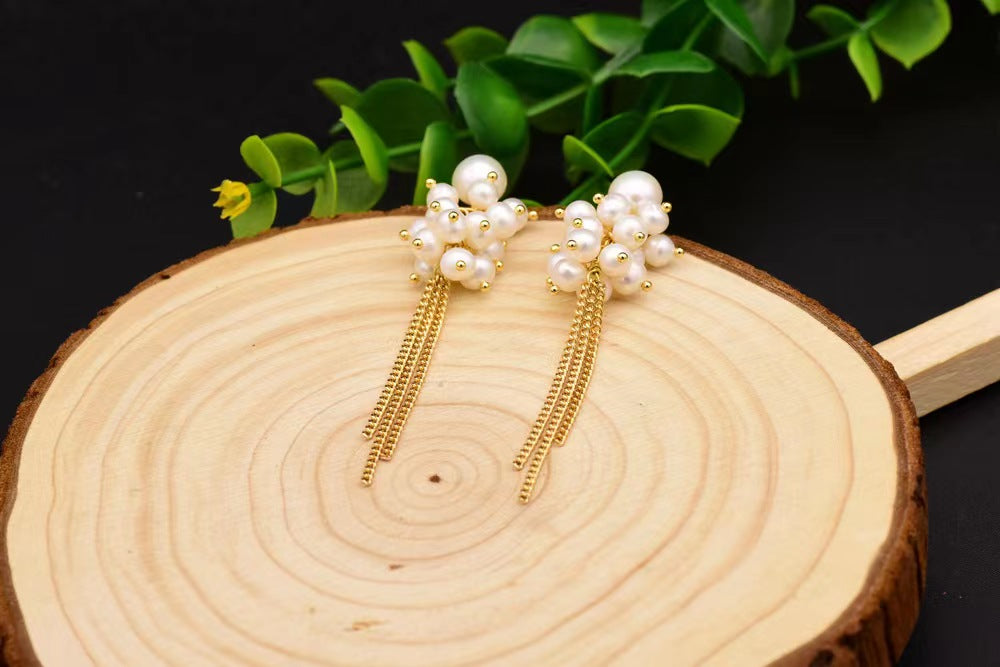 Genuine Freshwater Pearl Galaxy Fall Earrings