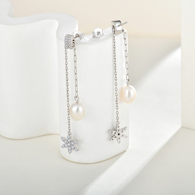 Genuine Freshwater Pearl Star Wish Earrings