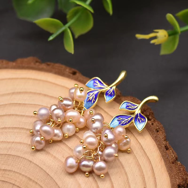 Genuine Freshwater Pearl Blue Fairy Earrings