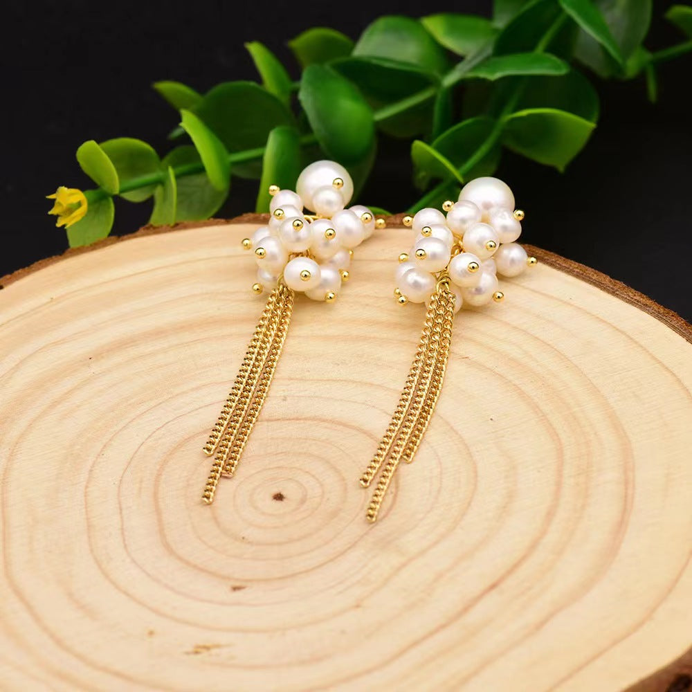 Genuine Freshwater Pearl Galaxy Fall Earrings