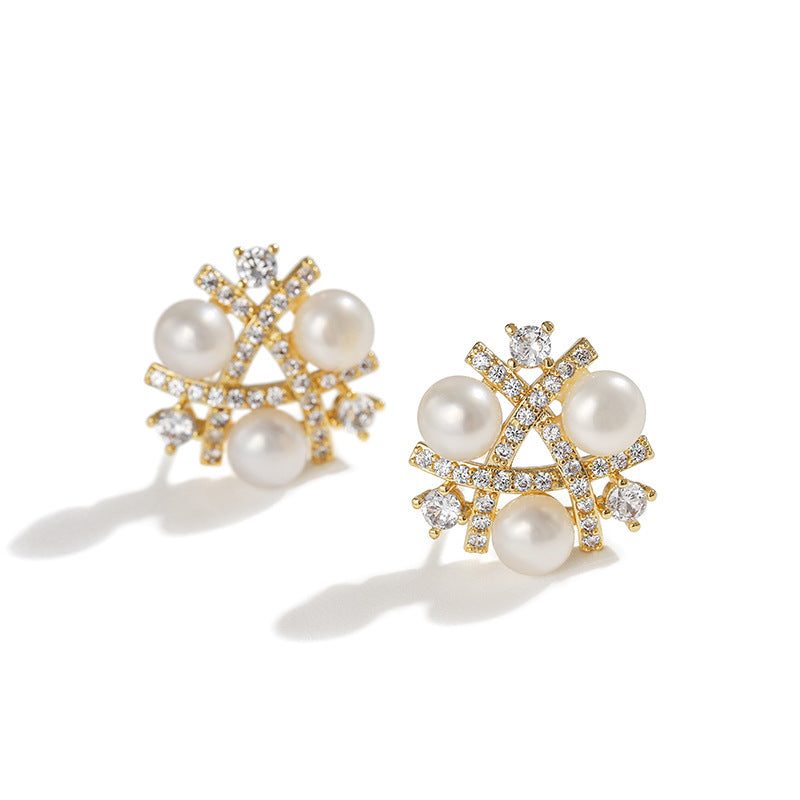 Genuine Freshwater Pearl Holy Snowflake Earrings