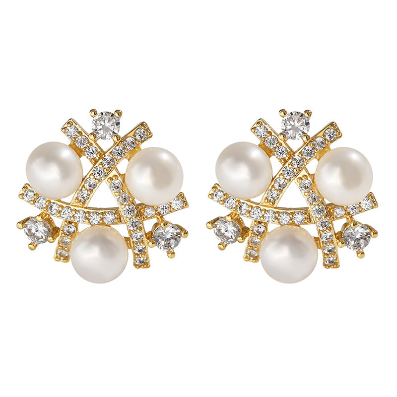Genuine Freshwater Pearl Holy Snowflake Earrings