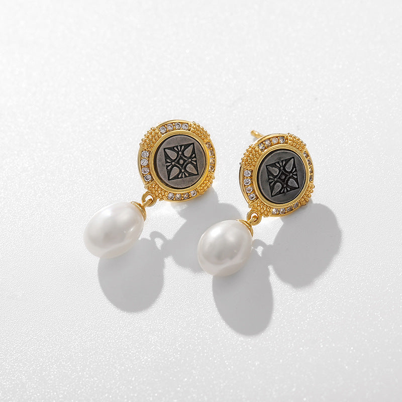 Genuine Freshwater Pearl Sunlight Shield Earrings