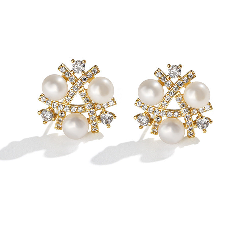 Genuine Freshwater Pearl Holy Snowflake Earrings