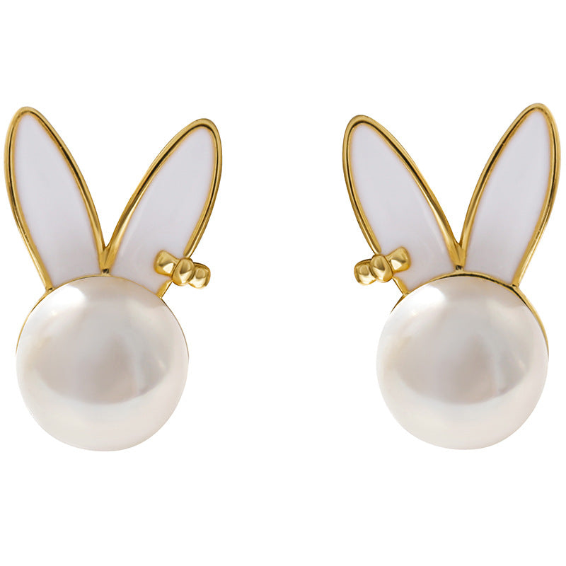 Genuine Freshwater Pearl Rabbit Earrings