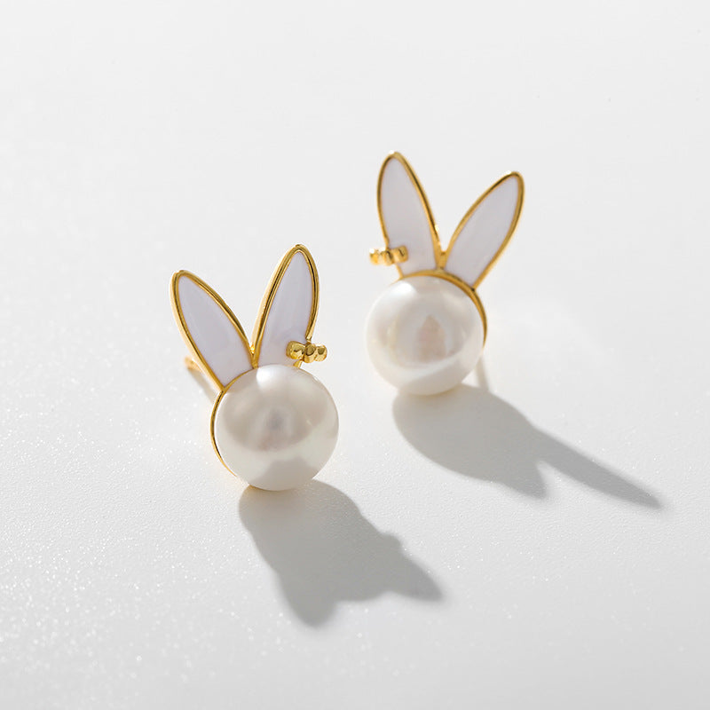 Genuine Freshwater Pearl Rabbit Earrings