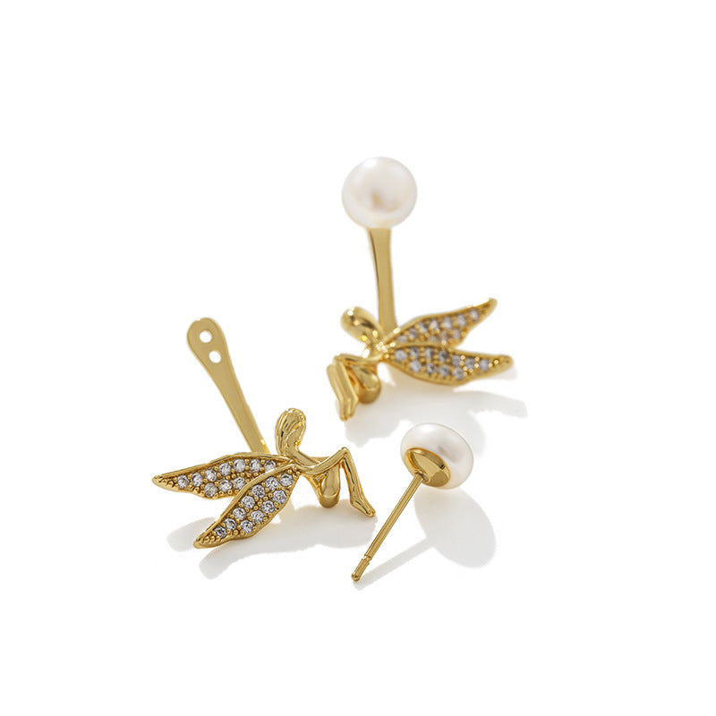 Genuine Freshwater Pearl Elf Wings Earrings
