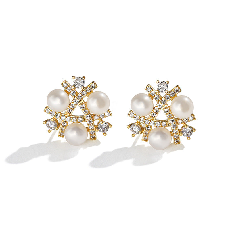 Genuine Freshwater Pearl Holy Snowflake Earrings