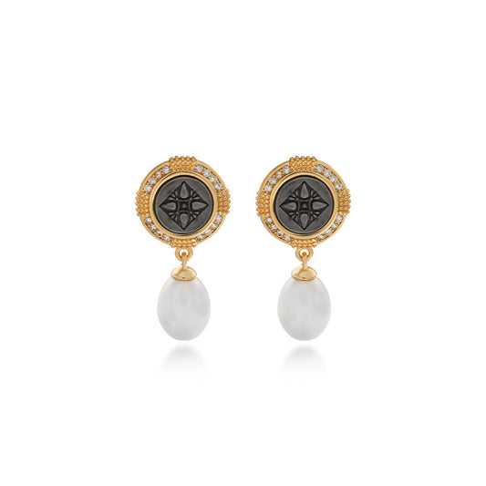 Genuine Freshwater Pearl Sunlight Shield Earrings