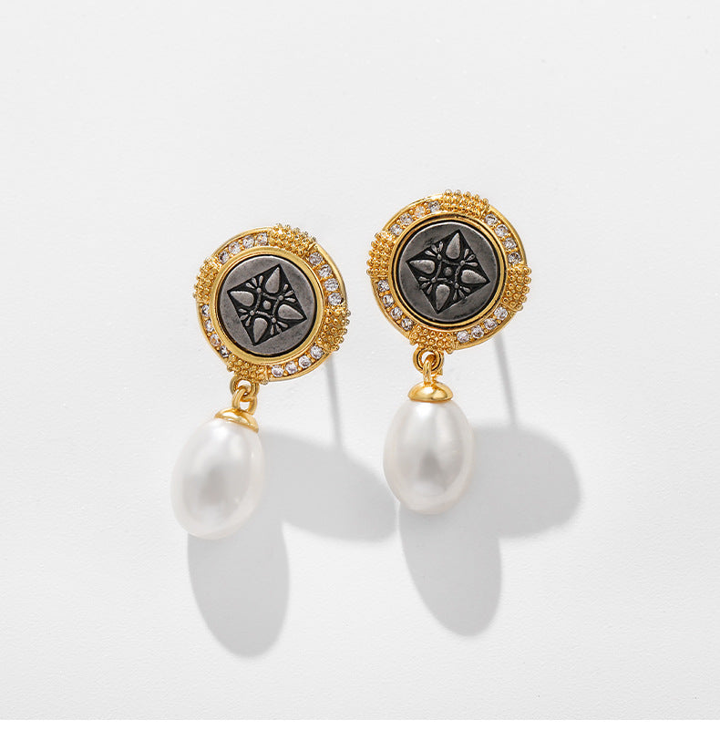 Genuine Freshwater Pearl Sunlight Shield Earrings