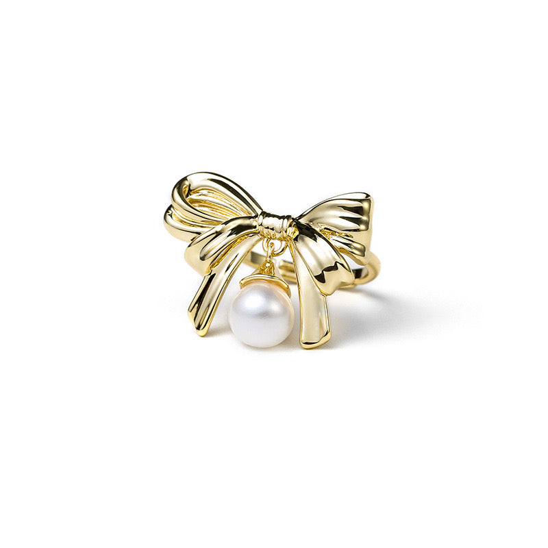 Genuine Freshwater Pearl Happy Bowtie Ring