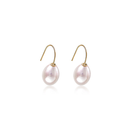 Solid 18K Gold Genuine Freshwater Pearl Floats Earrings