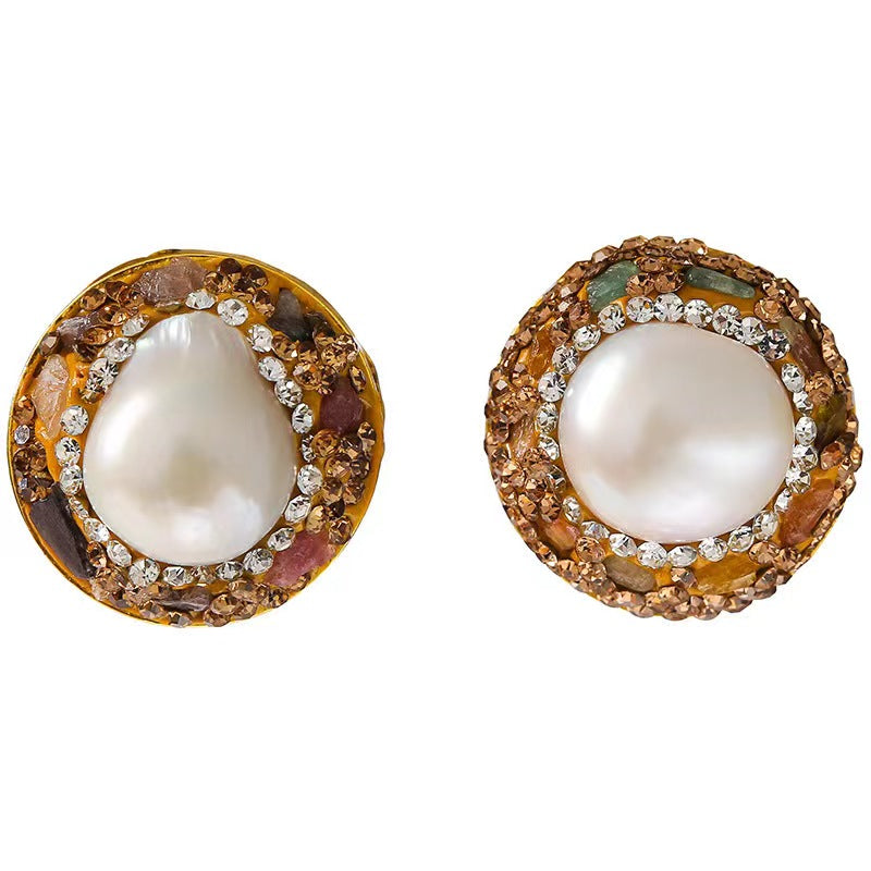 Genuine Baroque Pearl Sun Shield Earrings