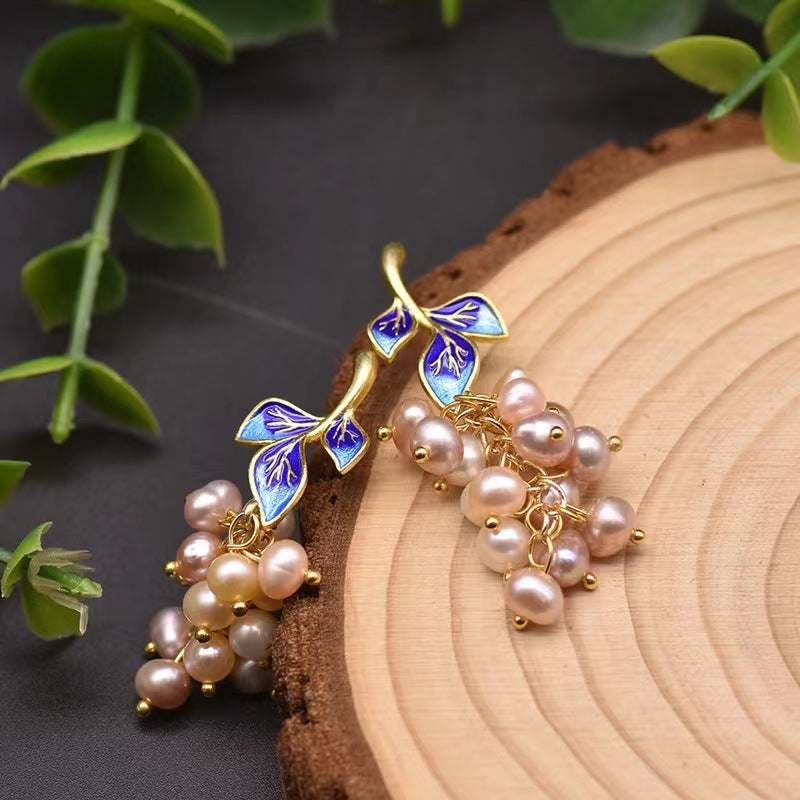 Genuine Freshwater Pearl Blue Fairy Earrings