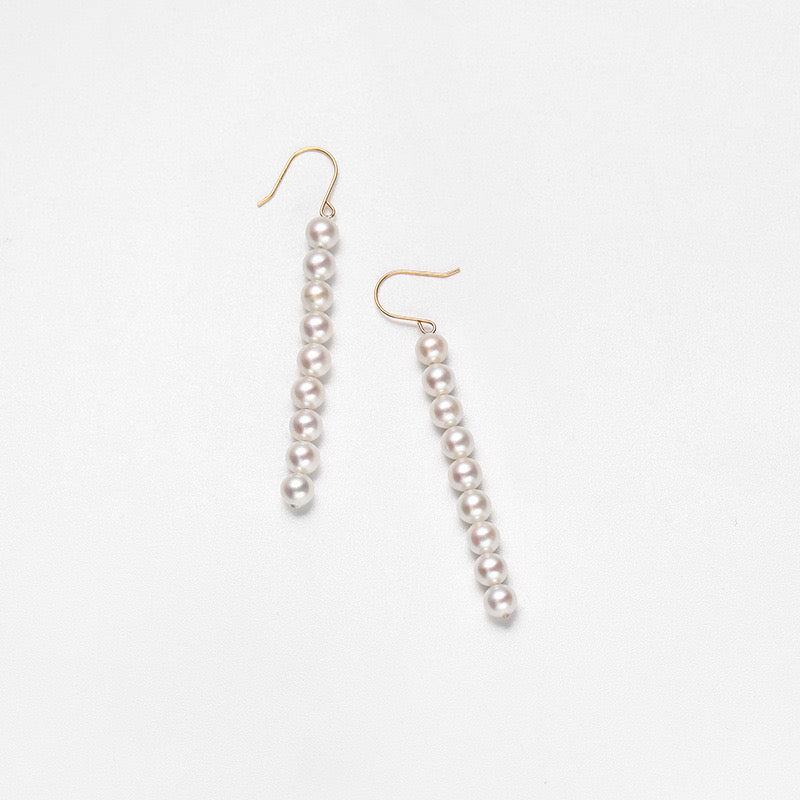 Solid 18K Gold Genuine Freshwater Pearl Augenstern Earrings