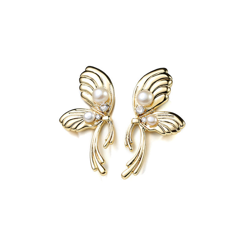 Genuine Freshwater Pearl Happy Butterfly Earrings