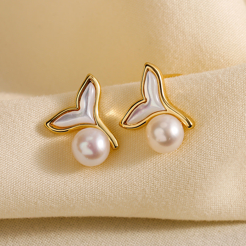 Genuine Freshwater Pearl Mermaid Earrings