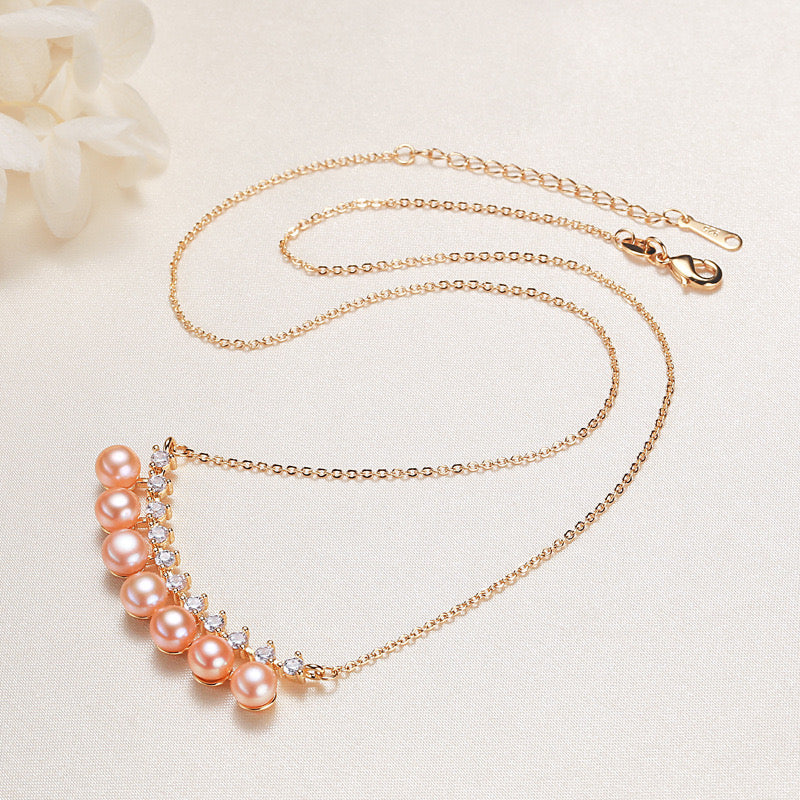 Brass Plated with 18K Gold Genuine Freshwater Pearl Paradise Necklace