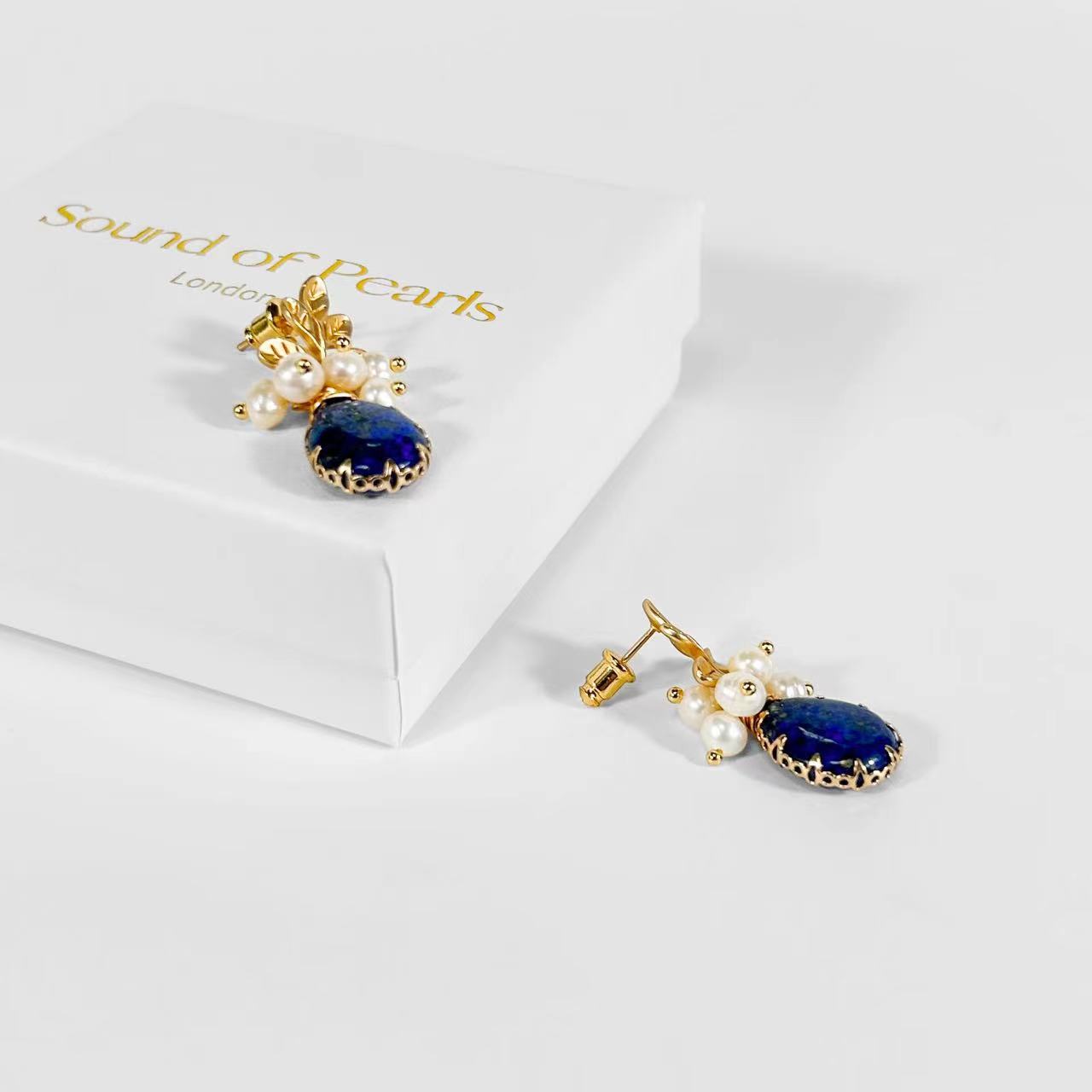 Genuine Freshwater Baroque Pearl & Lapis Lazuli Earrings (Limited Edition)