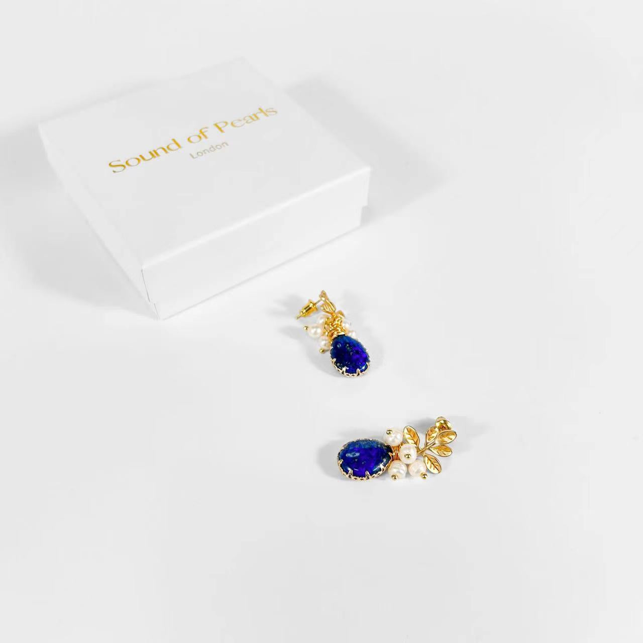 Genuine Freshwater Baroque Pearl & Lapis Lazuli Earrings (Limited Edition)