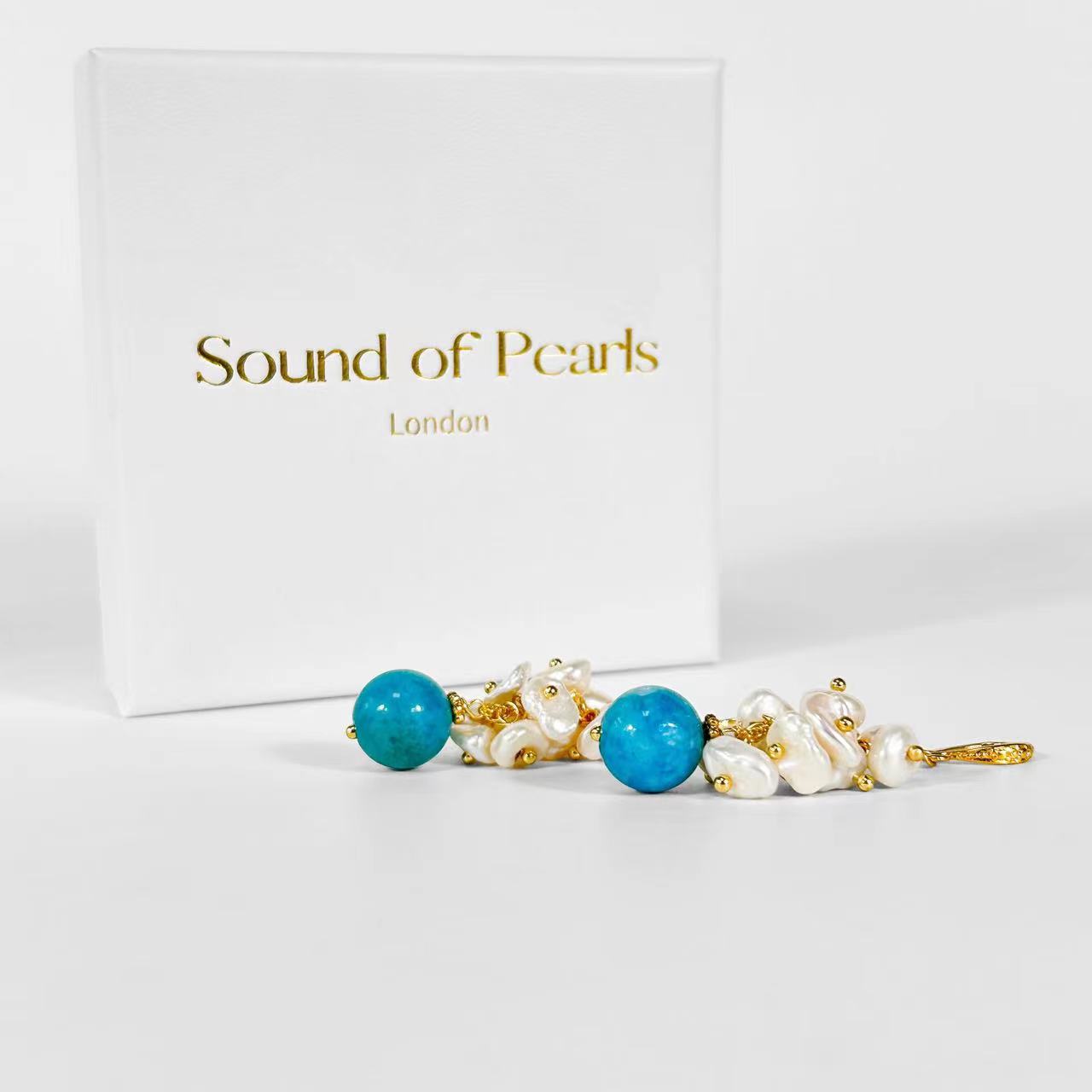 Genuine Freshwater Baroque Pearl Blue Tears Earrings