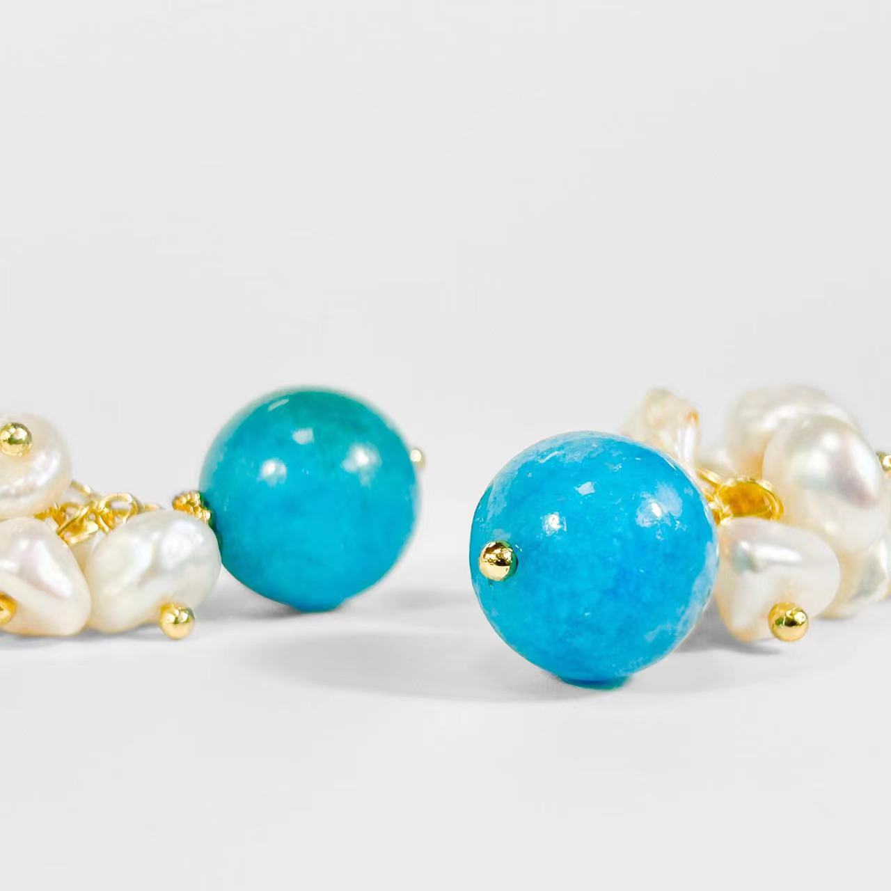 Genuine Freshwater Baroque Pearl Blue Tears Earrings