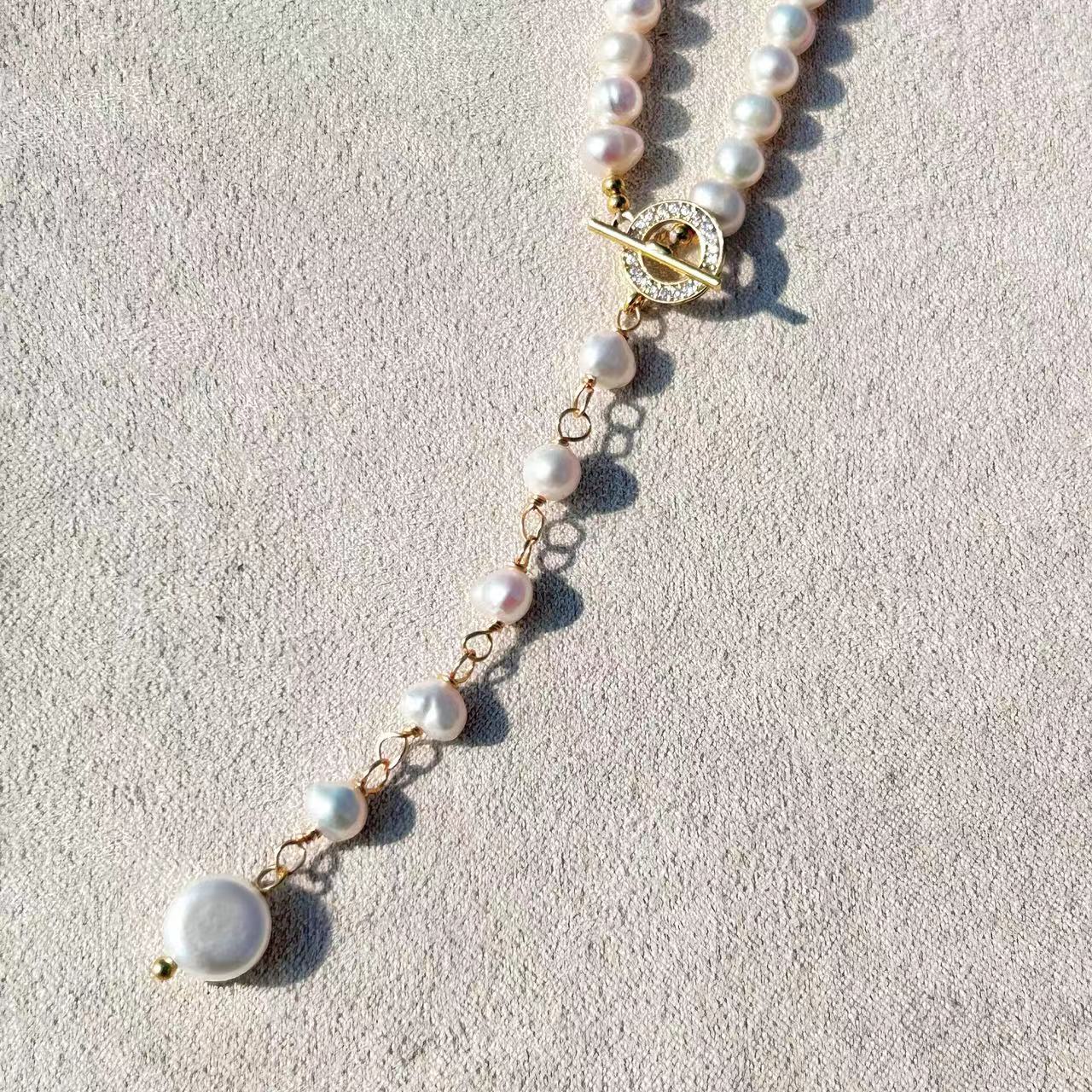 Genuine Freshwater Pearl Éblouissant Elf Tail Necklace