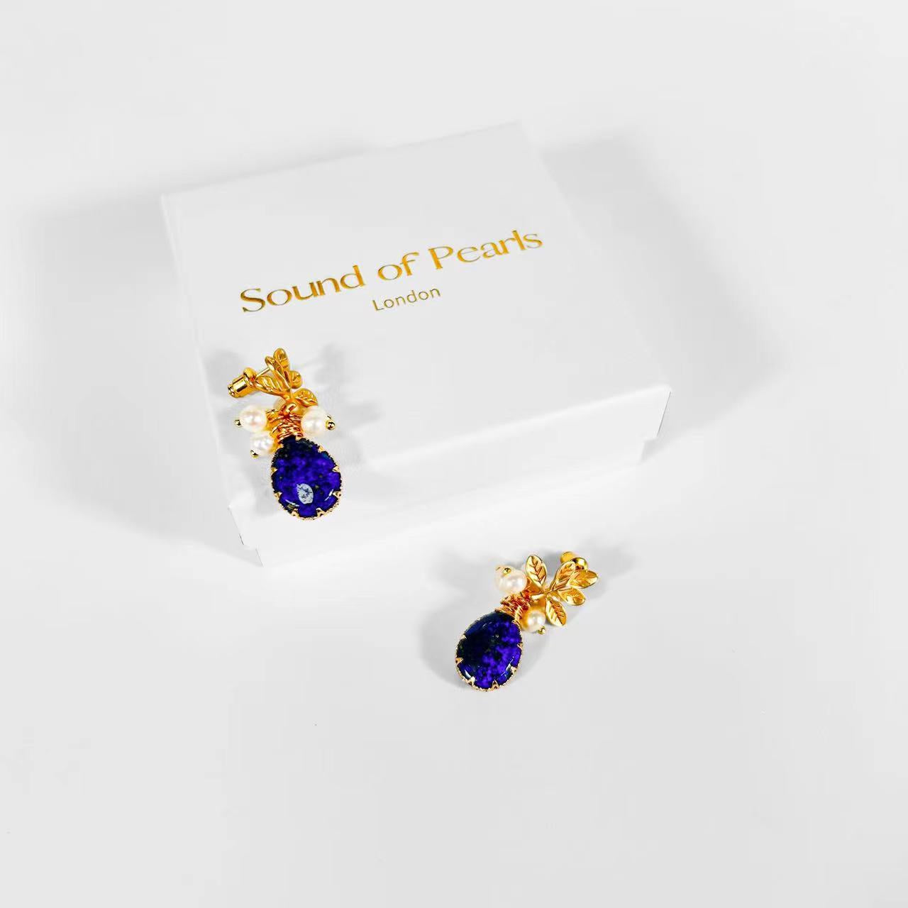 Genuine Freshwater Baroque Pearl & Lapis Lazuli Earrings (Limited Edition)