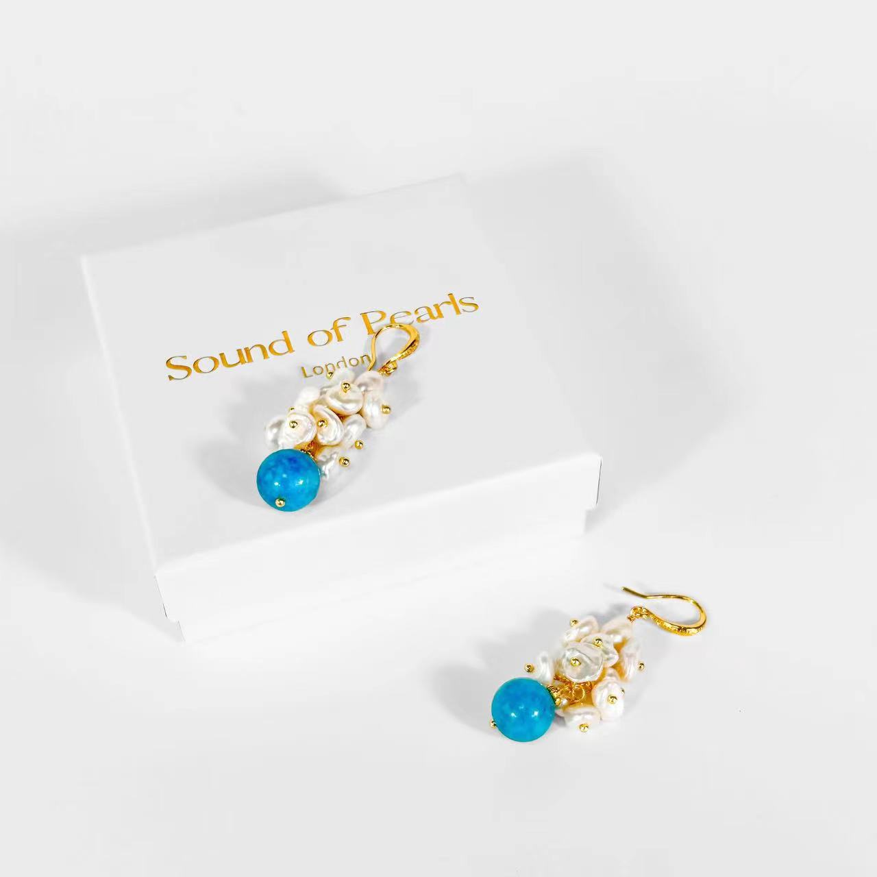 Genuine Freshwater Baroque Pearl Blue Tears Earrings