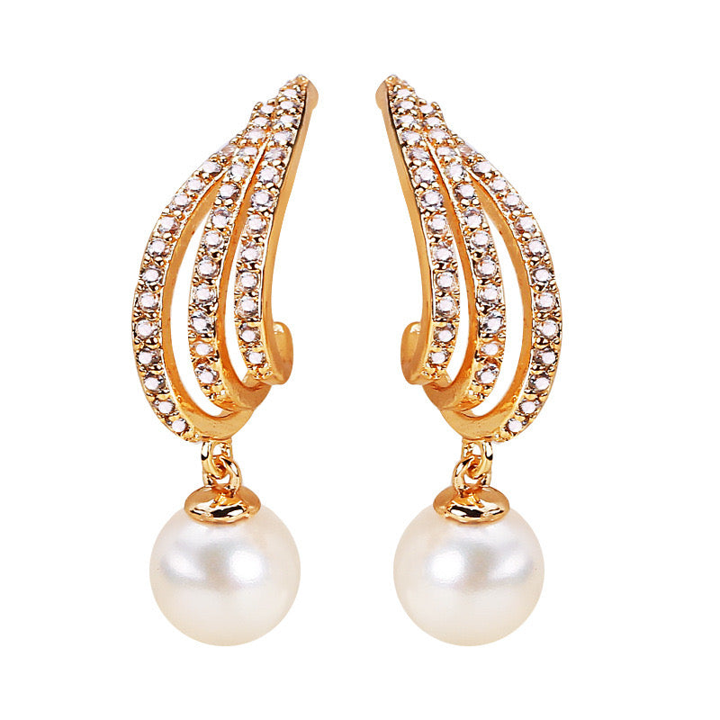 Brass Plated with 18K Gold Genuine Freshwater Pearl Maxine Earrings