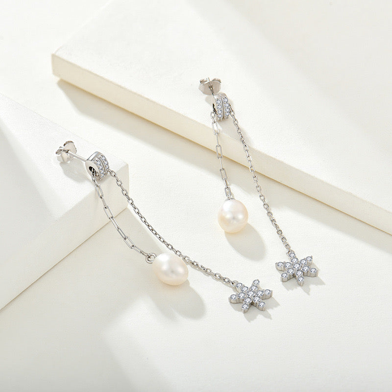 Genuine Freshwater Pearl Star Wish Earrings