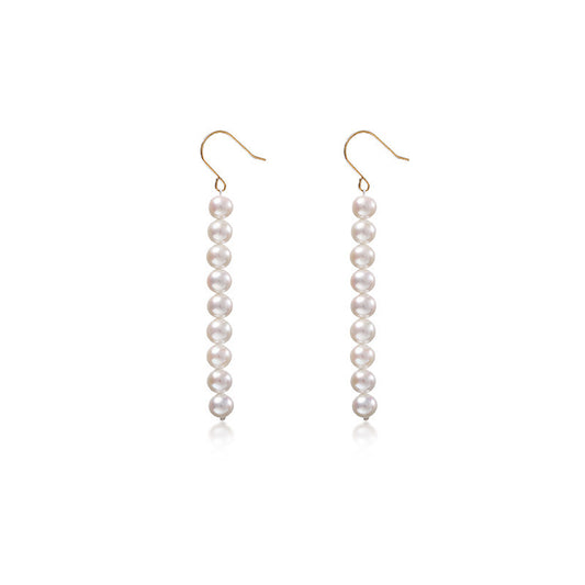 Solid 18K Gold Genuine Freshwater Pearl Augenstern Earrings