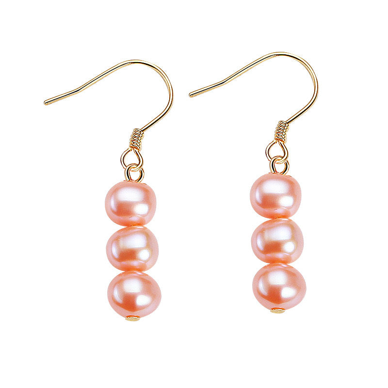 Solid S925 Silver Genuine Freshwater Pearl Gourd Earring