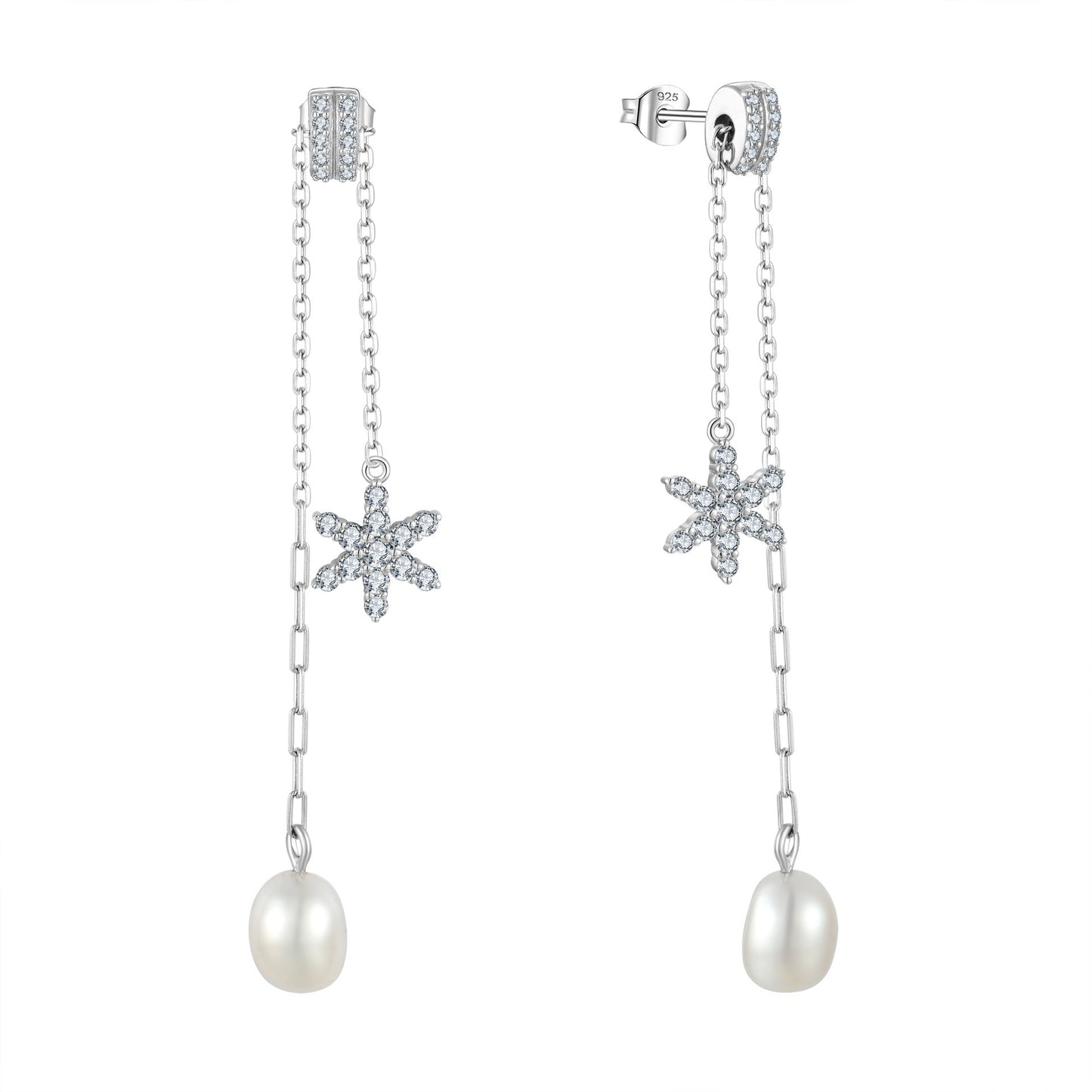Genuine Freshwater Pearl Star Wish Earrings