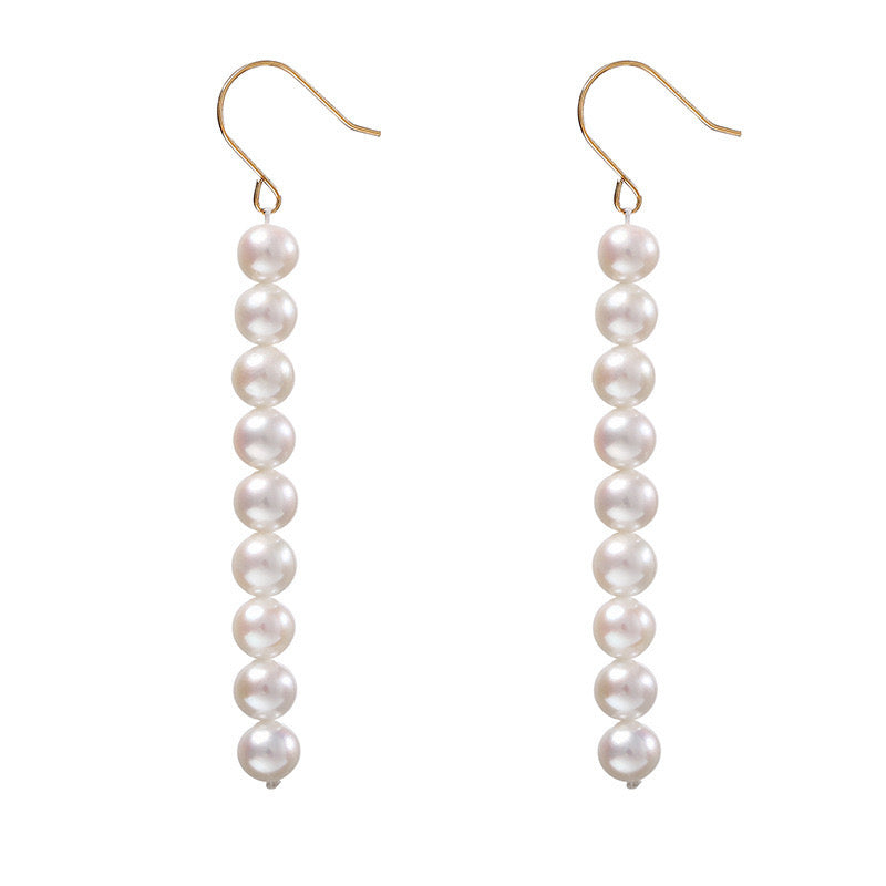 Solid 18K Gold Genuine Freshwater Pearl Augenstern Earrings